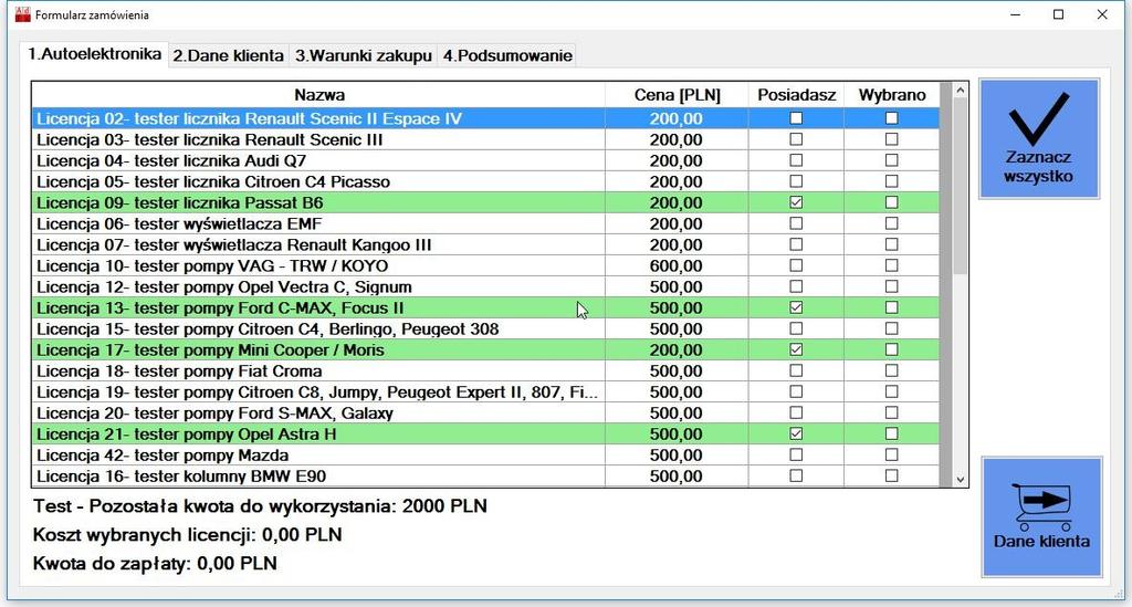 I. Składanie zamówienia Nazwa użytkownika- Pozostała kwota do wykorzystania- zawiera kwotę wpłaconych już pieniędzy do wykorzystania na