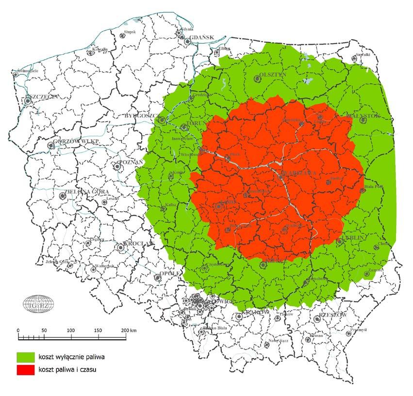 Dostępność ekonomiczna miast wojewódzkich w świetle kosztów dojazdu samochodem osobowym 13