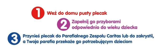 5. PLAKAT AKCJI Plakat został zaprojektowany z myślą o przeprowadzeniu akcji w parafii, dlatego zawiera podstawowe informacje w formie 3 kroków : Na dole plakatu, obok logo Caritas, można umieścić