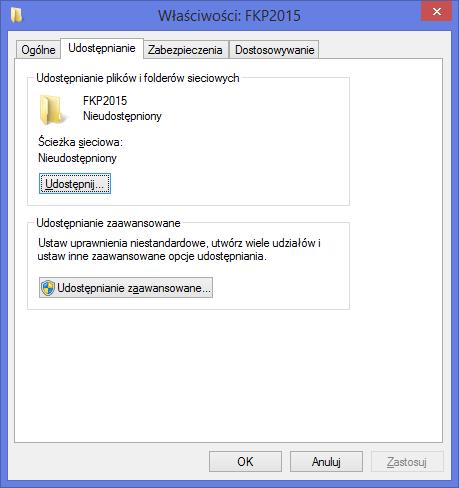 Instalacja i aktywacja Pervasive 12 22 Rys. 29 Okno właściwości katalogu panel Udostępnianie. 3.