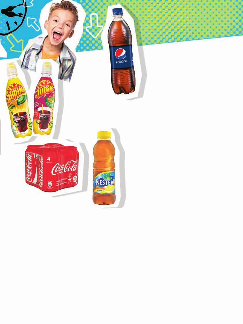 kup 2 za 3,18 zł trzeci 1,49 1,99 25% napój NIEGAZOWANY JUPIK 0,33 l, 4,52 zł / 1 l 2,99 3,99 PEPSI 4 rodzaje MIRINDA 2 rodzaje 7 UP 1 l 1 zł BATON KIT KAT 40-42 g przy zakupie 1 szt. 1,59 zł / 1 szt.