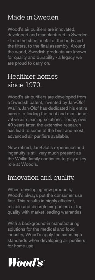 Oczyszczacze powietrza Wood s zostały zbudowane na podstawie szwedzkiego patentu, wynalazku Jana-Olofa Wallina.
