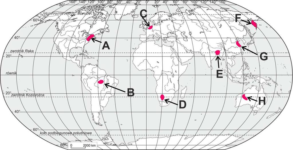 1. Zadania 115 Zadanie 196. Na mapie literami A H oznaczono obszary różniące się gęstością zaludnienia. Na podstawie: Atlas geograficzny dla szkół ponadgimnazjalnych, s. 67, 95, 117, 133, 149, 161.