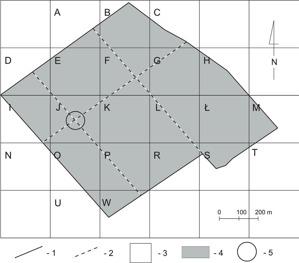 22 Grzegorz J. Wolski, Ewa Fudali Ryc. 7. Lokalizacja Ptilium crista-castrensis na terenie rezerwatu Kruszewiec. Oznaczenia jak na Ryc. 3. Fig. 7. Location of Ptilium crista-castrensis in the Kruszewiec reserve.