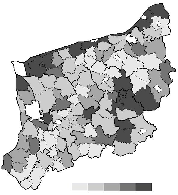 Expenditures of communes on transport and communication per capita (2012) 2 3,5 5 6,5 0 10 20 30 Rysunek 5.