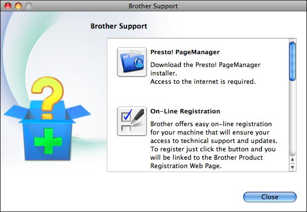 Informacje ogólne Dostęp do pomocy technicznej Brother (Macintosh) Wszystkie wymagane informacje kontaktowe, umożliwiające na przykład skontaktowanie się z pomocą techniczną przez Internet (Brother