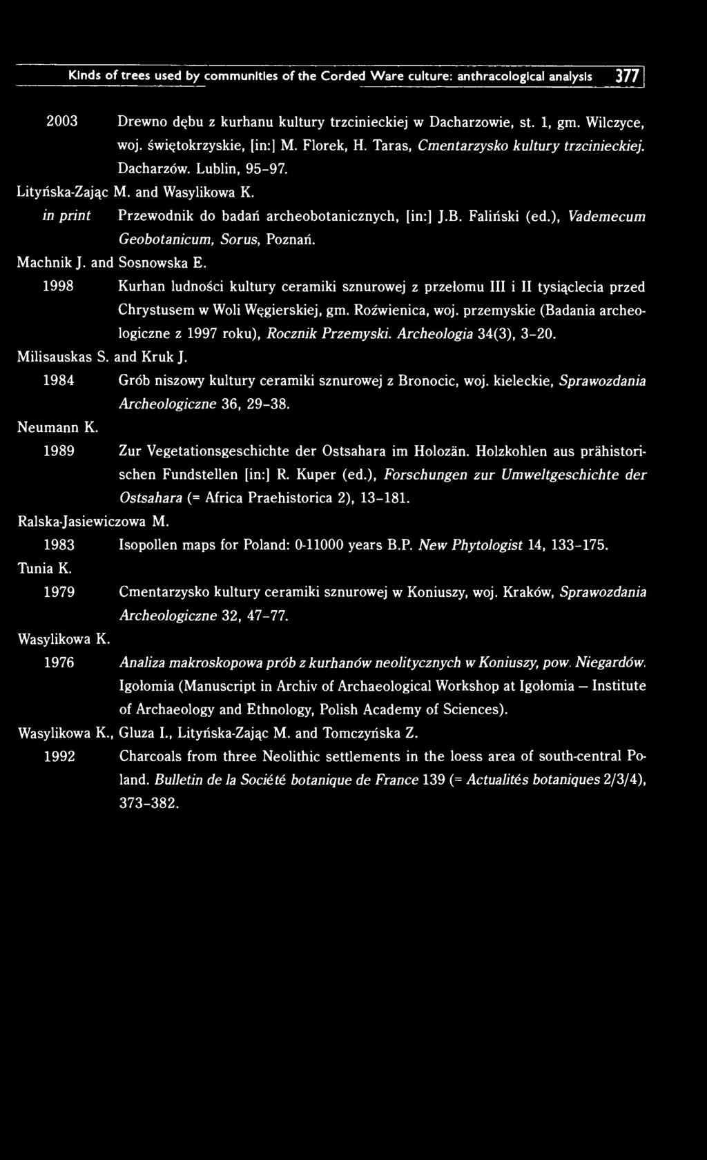 Faliński (ed.), Vademecum Geobotanicum, Sorus, Poznań. Machnik J. and Sosnowska E.