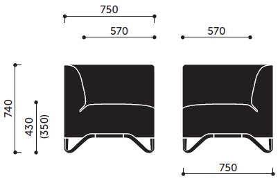 Pozycja 30 Sofa Narożna Narożny zestaw siedzisk modułowych, złożony z trzech elementów z możliwością łączenia z elementami systemu, przy pomocy łączników stabilizujących z możliwością szybkiego