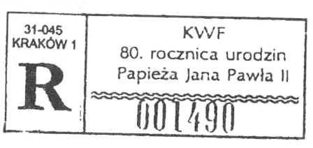 herb papieża Jana Pawła II i tekst : KWF. 2. 13.