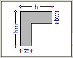 Geometria : wprowadź wymiary przekroju zgodnie z rysunkiem po prawej stronie. W oknie pojawi się przekrój stworzony zgodnie z geometrią i wybranymi wymiarami. Pojawią się również lokalne osie yy i zz.