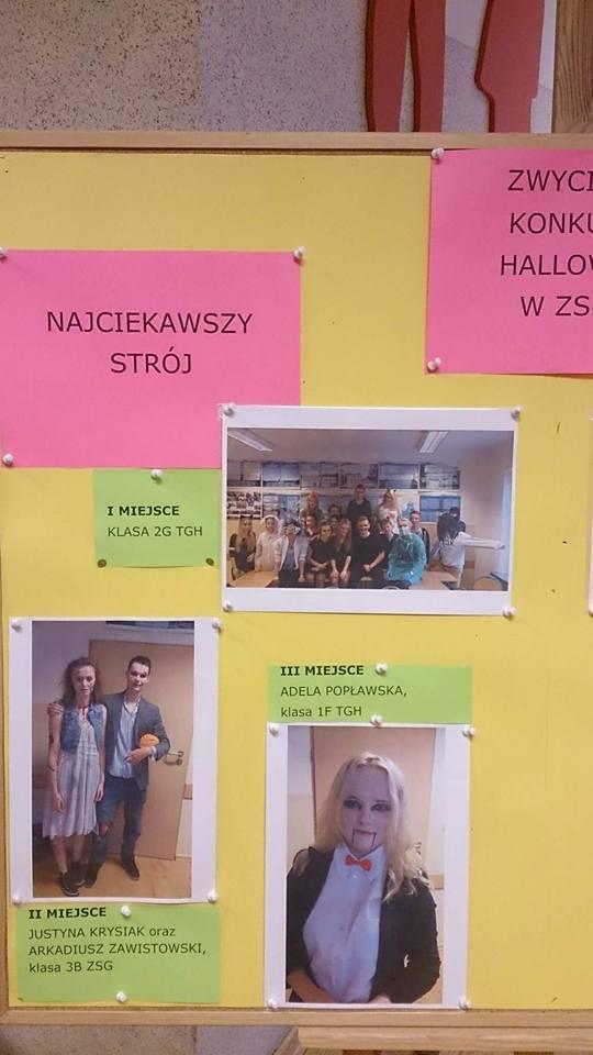 klasy 3b ZSG, miejsce III zdobyła Adela Popławska z klasy 1f TGH :) Najładniejszą Dynię zaprezentowała KLASA 3B TGH, II