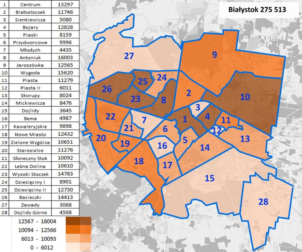W Białymstoku w roku 2015 według stanu na dzień 31 XII zameldowanych na pobyt stały było 275 513 osób.