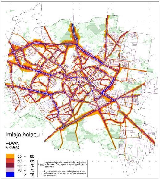 Rysunek 15. Mapa akustyczna Białegostoku.