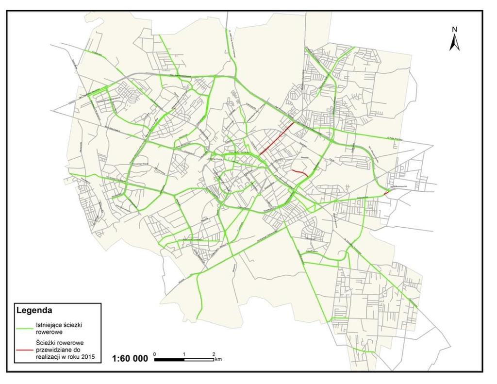 Białystok jest również wyposażony w bogatą sieć ścieżek rowerowych (poniższa mapa przedstawia rozkład graficzny).