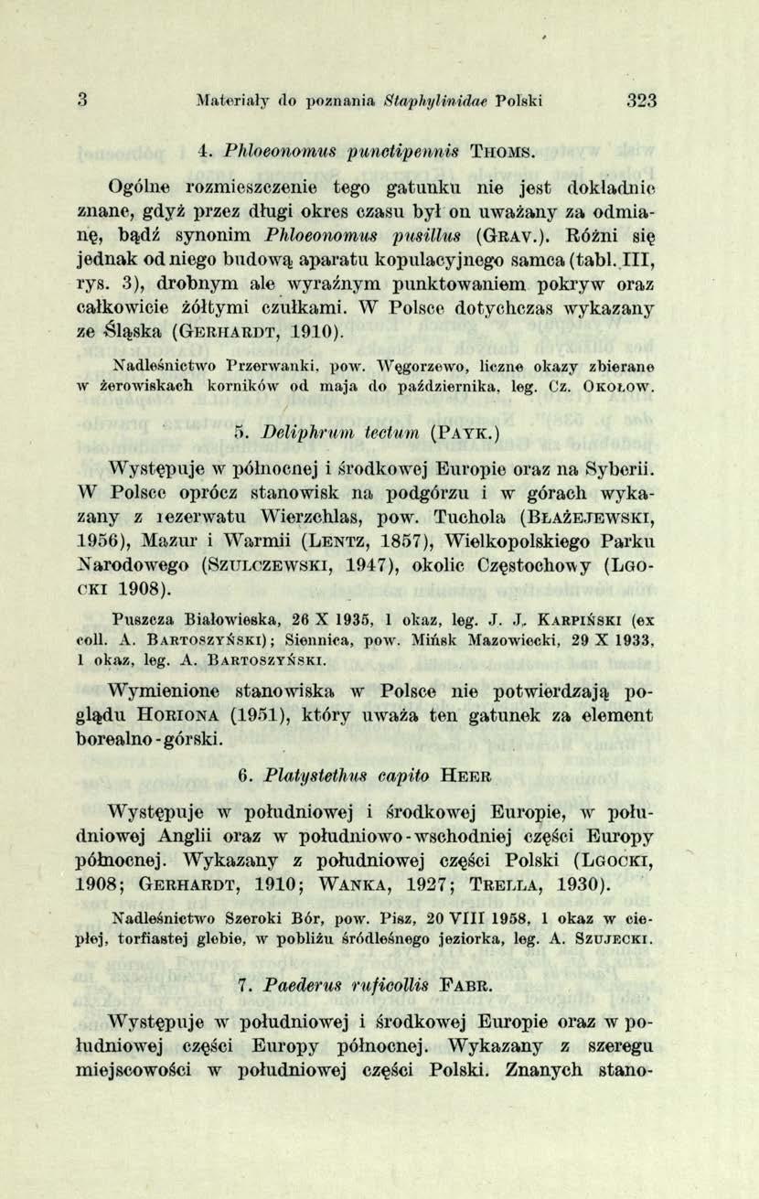 3 Materiały do poznania Staphylinidae Polski 323 4. Phloeonomus punotipetmis Thom s.