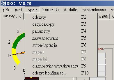 Opis Menu Programu. PLIK 1. Odczytaj Parametry odczyt zapisanych parametrów z pliku. 2. Zapisz Parametry zapis parametrów do pliku. PORT 1.