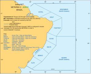 3.5 Inmarsat C SafetyNET Obszary wodne świata zostały podzielone na 21 obszarów NAVAREA/METAREA identyfikowanych przez cyfry rzymskie.