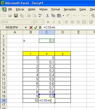 xn+ 1 = + n+ 1 n n, n xn ( ) y y f x y dx Oczywiście widoczna w tym równaniu całka jest równa polu pod wykresem funkcji, przy założeniu h = dx będącego polem prostokąta ograniczonego wartościami x n