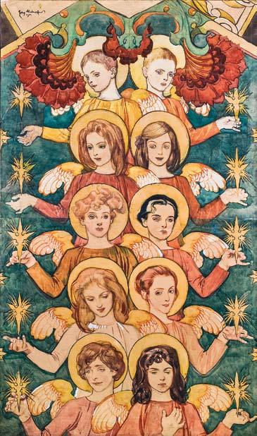 51 Anioły z gwiazdami, karton do polichromii skarbca katedry na Wawelu The Angels and Stars, cartoon
