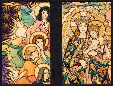 Madonna w otoczeniu aniołów, fragment kartonu do witraża Matka Boska Zwycięska Madonna and Child with Angels, detail from the cartoon for the Our Lady of Victories 1897 Ojczyzna (Helvetia), karton do