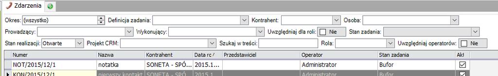 Zdarzenia, czyli rejestrowanie kontaktów z Kontrahentem Jedną z dwóch składowych Aktywności związanych z Kontrahentami są Zdarzenia. Stanowią one podstawowy element rejestracji kontaktów z klientami.
