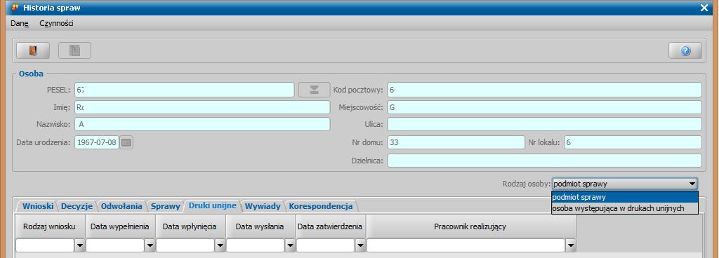 Dodanie filtrowania po rodzaju osoby