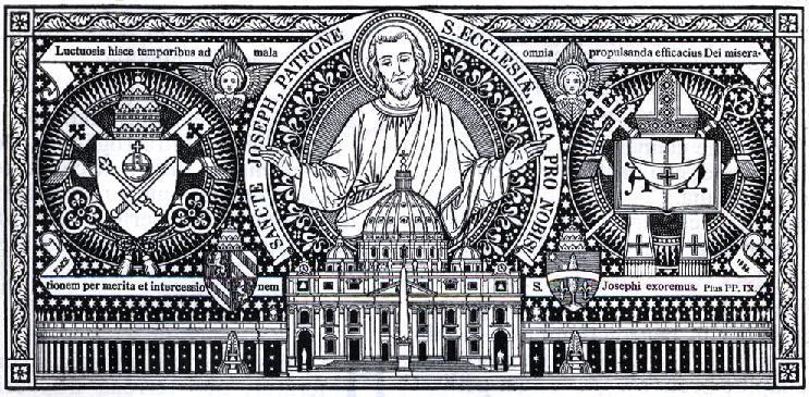 Modlitwa do świętego Józefa autorstwa Ojca świętego Leona XIII: Ad te beáte Joseph, in tribulatióne nostra confúgimus, atque, imploráto Sponsæ tuæ sanctíssimæ auxílio, patrocínium quoque tuum