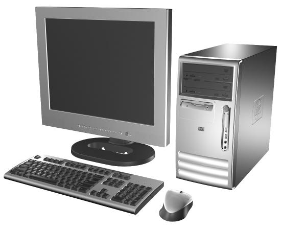 1 Elementy produktu Elementy w konfiguracji standardowej Elementy komputera HP dx5150 typu microtower różnią się w zależności od modelu.