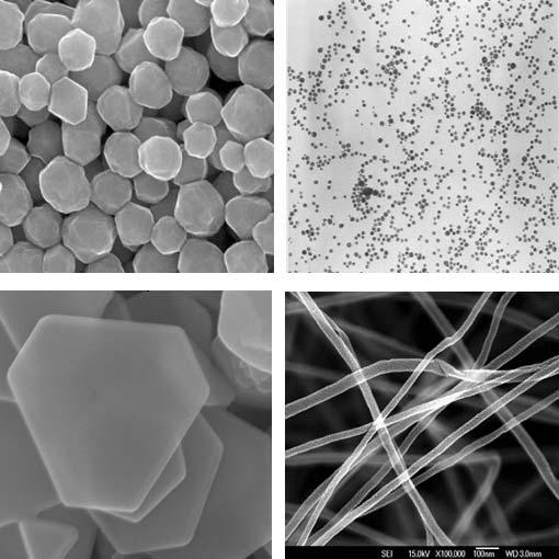 NANOMATERIAŁY a) c) b) d) Przykłady nanomateriałów do zastosowań w elektronice: a) 200 nm nikiel, b) 20 nm srebro, c) 500