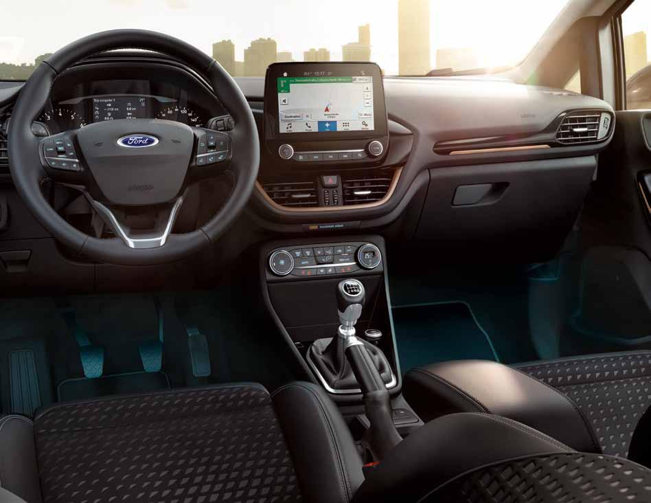 Wyszukane detale W ramach pakietów personalizacji wnętrza Forda Fiesta są dostępne różne elementy wykończeniowe wnętrza: ramka nawiewu