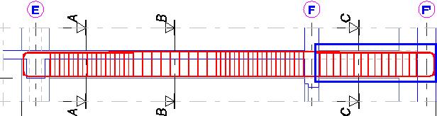 Korzystając z tych samych poleceń, utwórz szyk prosty dla strzemiona z Przekroju C-C.Wybierz typ rozkładu: Rozkład (zaokrąglony) i ustaw rozstaw na 0.15 m.
