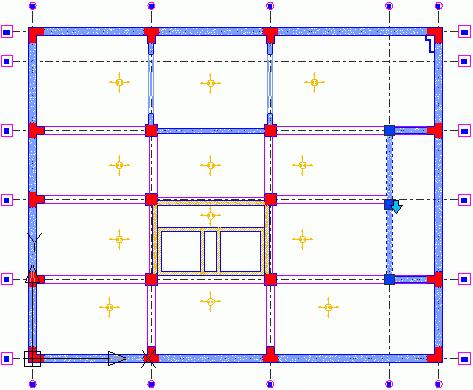 Krok 2: Tworzenie otworów okiennych 1. Z paska narzędzi Modelowanie z grupy Otwory, wybierz. 2. Wybierz ścianę leżącą na osi F. Rysunek 104: Ściana na osi F 3.