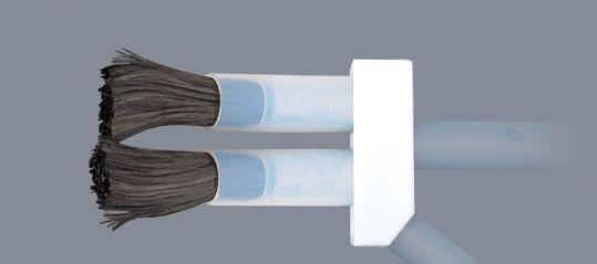 Pędzle z włókna węglowego i akcesoria Elektroda węglowa Pędzle z włókna węglowego w 3 rozmiarach, L, M, XL z ruchomą tulejką izolacyjną teflonową do regulacji długości włókien.