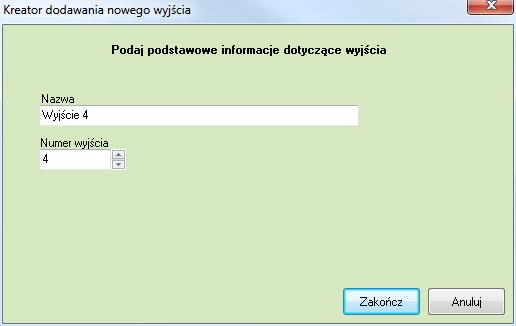 nazwa wyjścia Numer wyjścia numer wyjścia według konfiguracji centrali 6.3.