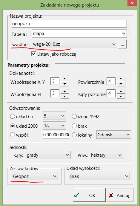 C-geo definicja/edycja obiektów, zapis danych w formacie shape 1. ZałoŜenie projektu i tabeli.