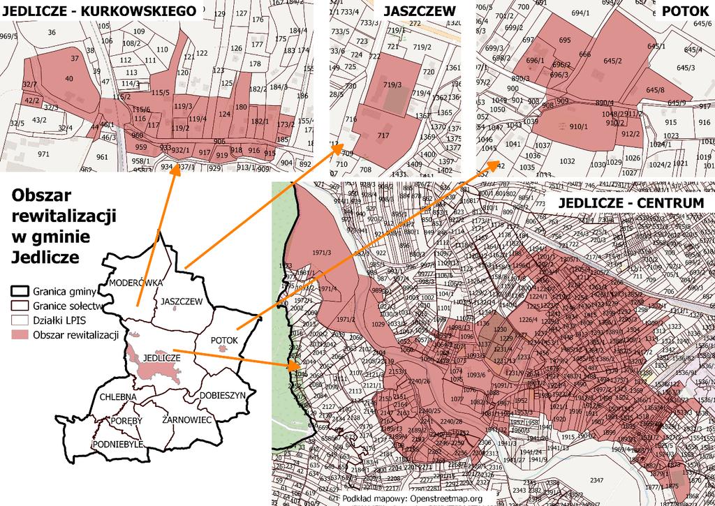 Lokalny Program Rewitalizacji Gminy Jedlicze na lata 2017-2023 Źródło: opracowanie własne, podkład mapowy: Openstreetmap.org Rysunek 14.