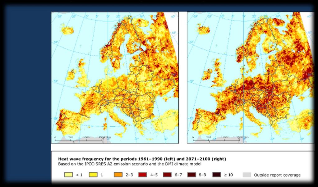 SYMULACJE KLIMATYCZNE - ZMIANY TEMPERATURY Wzrost temperatury Skutki: fale upałów,
