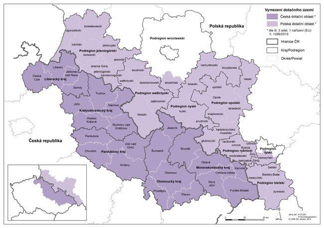 Chrudim), ołomuniecki (powiaty Šumperk, Jeseník, Olomouc, Přerov i Prostějov) oraz morawsko-śląski (powiaty Bruntál, Karviná, Frýdek-Místek, Ostrava, Opava i Nový Jičín).