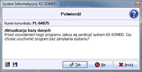 Zmień wersję systemu funkcja wykorzystywana jest w sytuacji, gdy Użytkownik musi odtworzyć system KS-SOMED po przeinstalowaniu systemu operacyjnego. Właściwą wersję systemu Użytkownik wpisuje ręcznie.