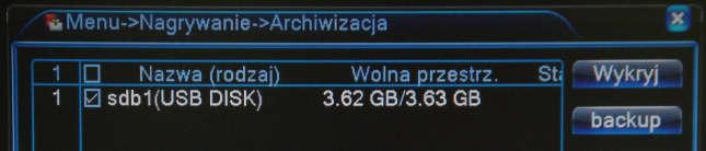 3.1.2 Odtwarzanie Odtwarzanie nagrań opsane zostało w punkcie 2.5.2. 3.1.3 Archiwizacja nagrań Aby wyświetlić poniższe okno należy wybrać: Menu Główne -> Nagrywanie -> Archiwizacja Uwaga!