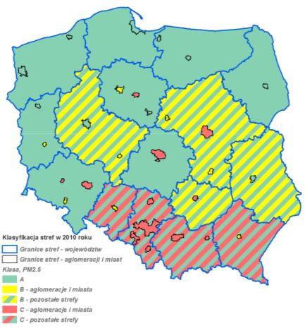 Najczęściej wartość rocznego limitu dla PM 1 była przekraczana w Polsce, Włoszech, Słowacji, na Bałkanach, w Turcji i w kilku innych regionach miejskich.