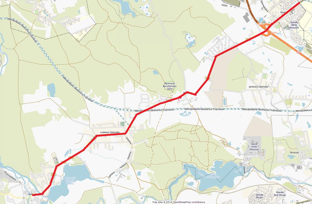 Dziennik Urzędowy Województwa Pomorskiego 39 Poz. 670 Rysunek 7 Lokalizacja analizowanych odcinków drogi wojewódzkiej nr 221 1.3.5.