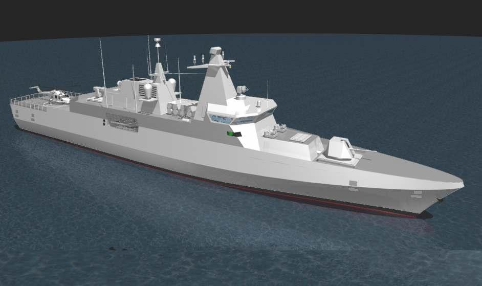 Rys. 1. Korweta typu Gawron (projekt 621) Jednostka ta została zaprojektowana w oparciu o korwetę ze znanej rodziny okrętów MEKO, a mianowicie MEKO A-100.