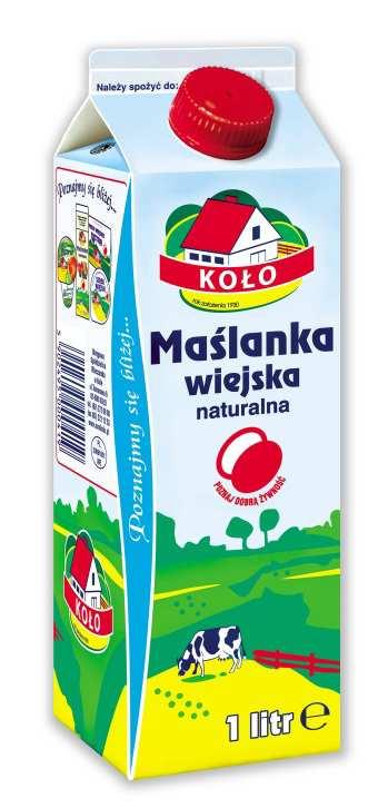 13.Maślanka Wiejska Naturalna Okręgowa Spółdzielnia Mleczarska w Kole, Koło Pawilon 7 stoisko 20 Maślanka wiejska naturalna - napój mleczny o wyjątkowych właściwościach odżywczych i dietetycznych.