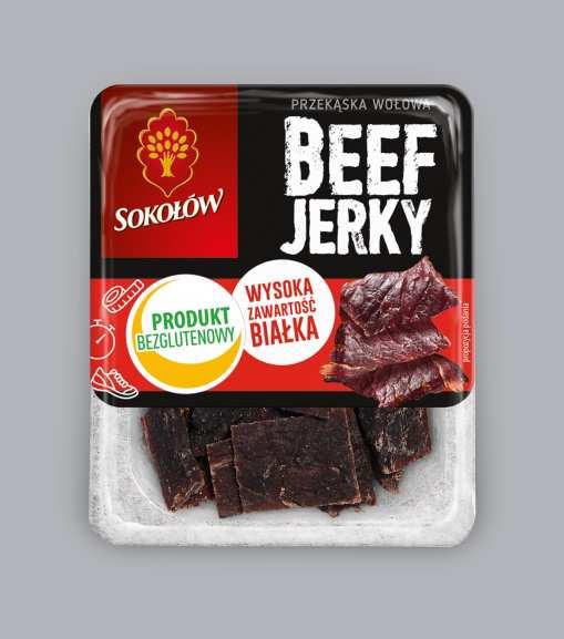 16.Przekąska mięsna BEEF JERKY Beef Jerky to wysokobiałkowa przekąska o niskiej zawartości tłuszczu, przeznaczona dla osób aktywnych oraz dbających o zbilansowaną dietę pokarmową.
