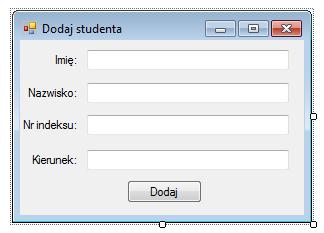 Wykorzystano tu kontrolkę typu DataGridView. Zarządzanie kolumnami kontrolki typu DataGridView odbywa się za pomocą właściwości Columns.