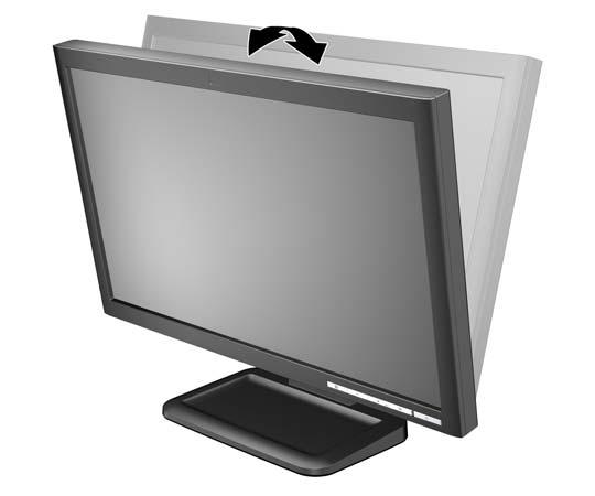 Kable są prawidłowo zabezpieczone i niewidoczne z przodu. Regulacja położenia monitora Pochyl monitor do przodu lub do tyłu, aby ustawić go na wysokości odpowiedniej dla wzroku.