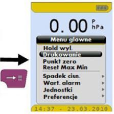 Naciśnięcie przycisku menu/ wybór powoduje przeniesienie na niższy poziom menu i wyświetlenie dostępnych opcji dla danej, podświetlonej funkcji.
