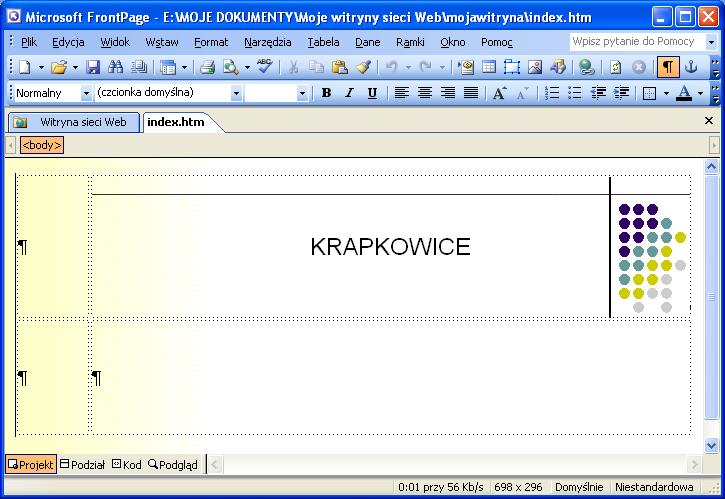 Office FrontPage 2003). Okienko programu powinno wyglądać w następujący sposób 2.