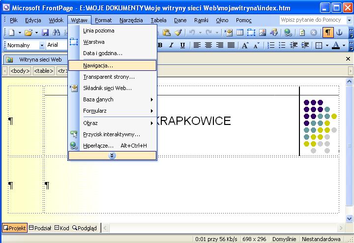 3. Upewniam się, że program jest w trybie pracy projektu (zakładka dolna